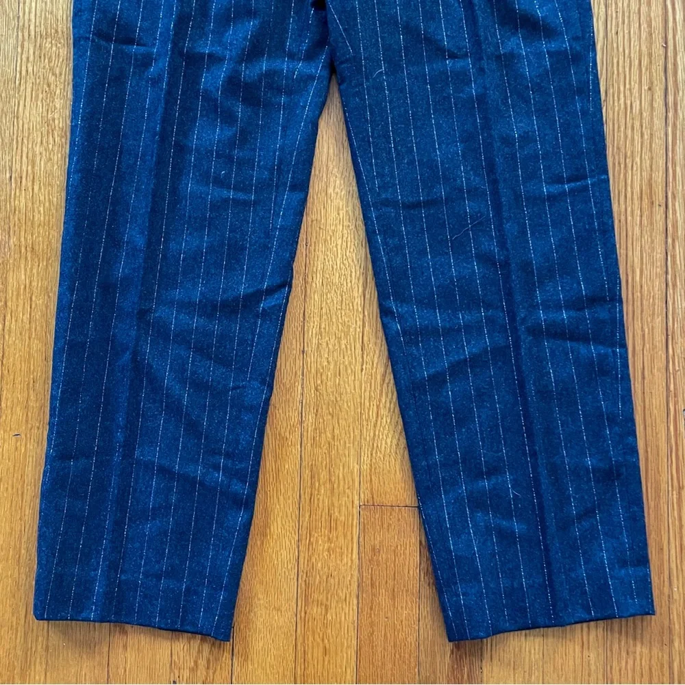 Lafayette 148 Navy Pinstriped Wool Pants with Elastic Waistband. Size S. NWT - Picture 2 of 10